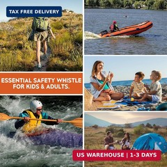 Emergency Survival Whistles, 2 Pack Double Tube Waterproof Safety Whistle with L