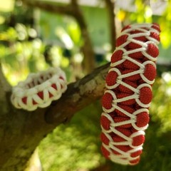 Red And White Stitched paracord Bracelet. Other colors available