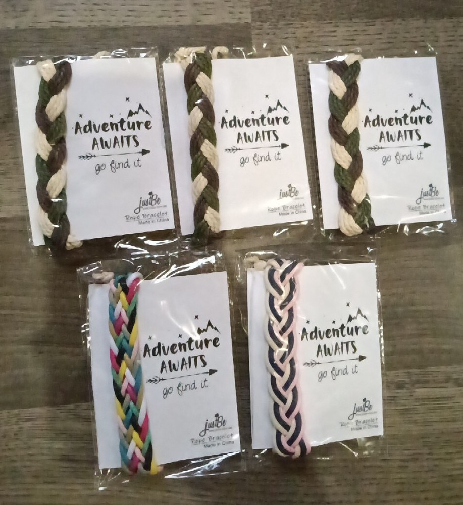 Survival Bracelet Nylon Paracord Rope, Medium, Mixed Colors Lot Of 5 New In Pack