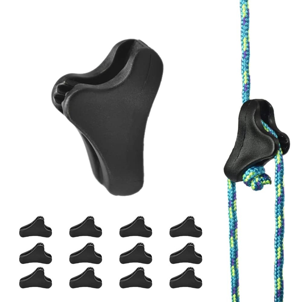 CooBigo 12Pack Ultralight Guyline Tensioners Small, Black Small(fit 1-2.5mm)