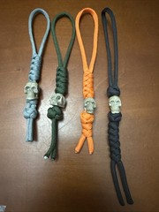 4pk Paracord Combo Knife Lanyard Neon orange, Grey, Green Black with Skull