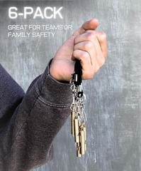 FUTURESTEPS Brass Whistles 6 Pack with Lanyards – 125+ dB Loud for Home Alerts