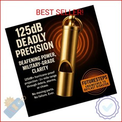 Loudest Brass Whistle — The Original 2-Inch Premium Emergency Whistle 125db+ One