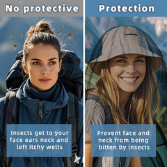 2 Pack Mosquito Head Nets with Drawstring Universal Fit for Hats Bug Net