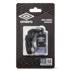Umbro Pro Series Coach Whistle with Adjustable Lanyard, Black, Plastic, New