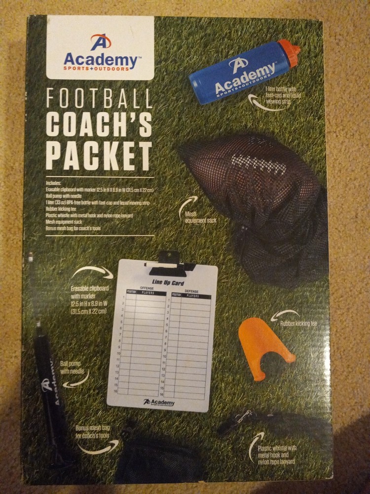 Academy Football Coach’s Packet Pump – Tee – Whistle Clipboard Mesh Sack Kit