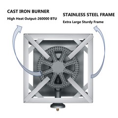 Stainless Steel Burner Propane Burner, 260,000BTU High Pressure Outdoor Propa…