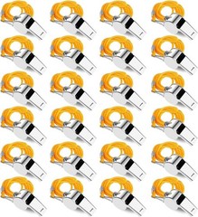 24-Pack Stainless Steel Whistles with Lanyards – Loud, Clear Sound for Coaches,