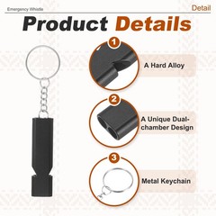 Emergency Whistle, 2 Pcs & Black – Fitting for (Outdoor Camping/Hiking)