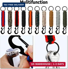 10 PCS Paracord Keychain with Carabiner Clips, Lanyard Paracord Keychain with Ca