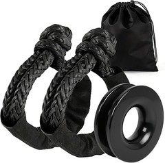 Winch Snatch 66000 LB Recovery Ring with 2 PCS Soft Shackle 1/2″ X 22 Inch