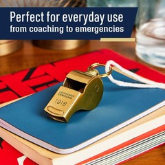 Brass Whistle with Keychain Loop – Loud Crisp 114dB Whistle for Coaches, Refe…