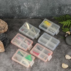 JUXYES Pack of 6 Plastic Small Fishing Tackle Box 6 Pack, transparent