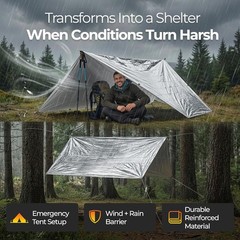 Emergency Mylar Thermal Space Blanket for Survival – Waterproof Safety Shelter