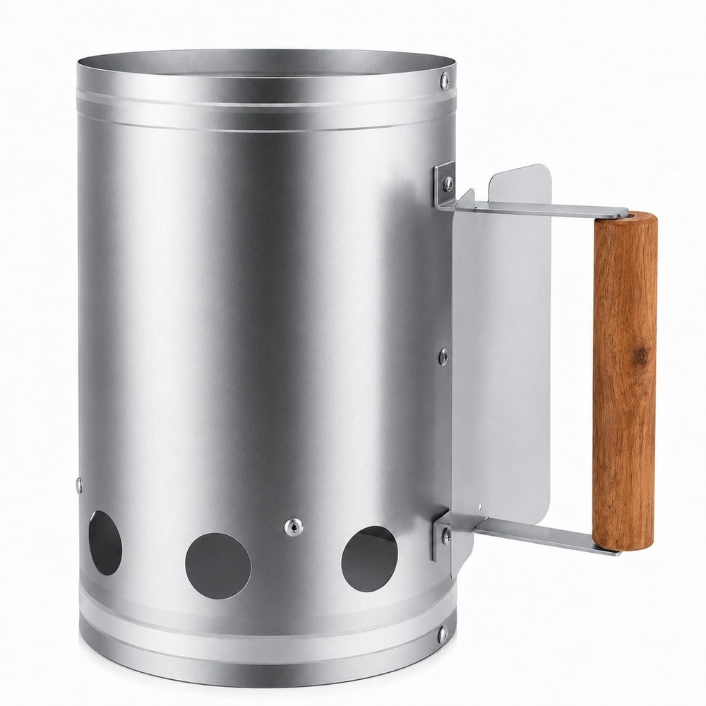 Charcoal Chimney Starter – BBQ Chimney Starter with wood heat insulation hand…