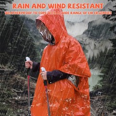 2 Piece Emergency Survival Poncho, Emergency Rain Poncho, Rescue Blanket Bivvy Bag, Ers…