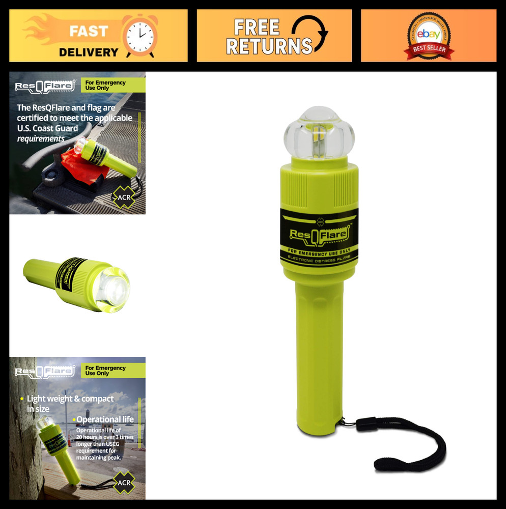 Electronic Distress E-Flare & Flag, USCG Approved, Safe Replacement for Flares