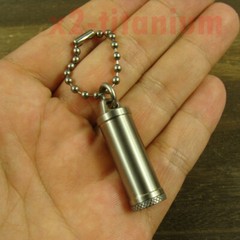 Mini Titanium Ti EDC Key chain Waterproof Capsule pill Bottle + ball chain XH072