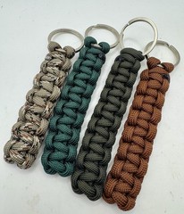Set Of Four Paracord Keychains Featuring Durable Cobra Weave Designs