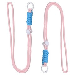 2 Pcs Paracord Lanyard Necklace, Lanyard with Split Ring, Pink & Blue & White