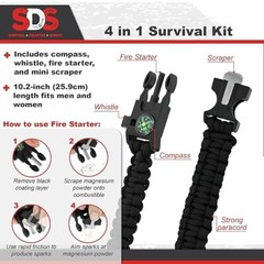 Survival Multifunctional Paracord Bracelet with Compass Fire Starter and Whistle