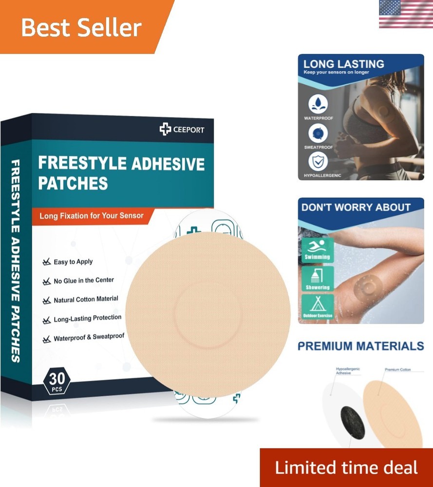30 Pack Freestyle Adhesive Patches, Sensor Covers Intended for Freestyle Libr…