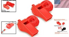 Red Emergency Whistles with Lanyard Loud Sound Ideal for Lifeguard Self Defense