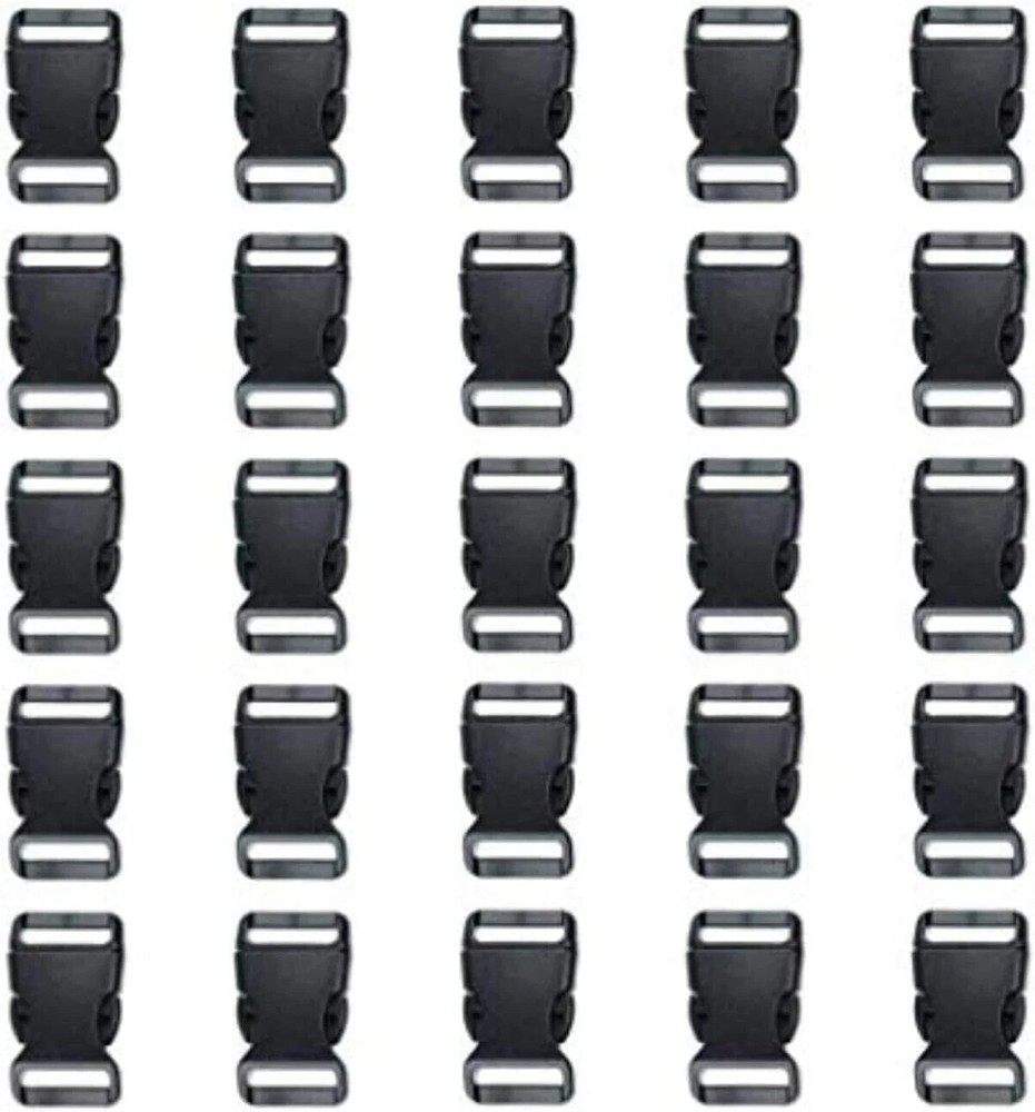 3/4 Inch, 25 Pack Black Plastic Side Release Buckle for Paracord Bracelets