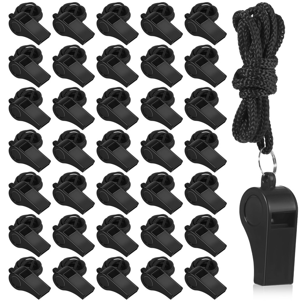100 Pcs Coach Whistle with Lanyard, Plastic Emergency Whistle Bulk Loud Sound…