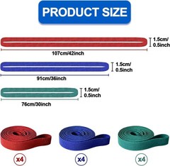12 Pack Extra Large Moving Rubber Bands,42″ 36″ 12 Pack, Red, Blue, Green