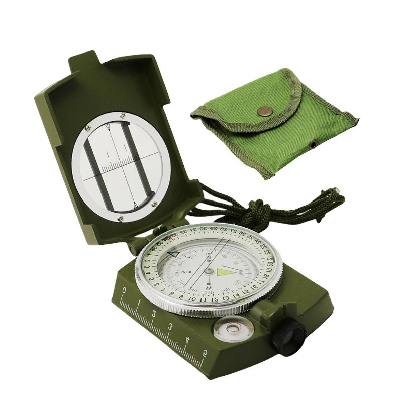 Aluminum Waterproof Precision Surveying Compass w/ Pouch For Hiking + Survival