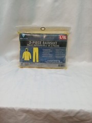 NEW 2-Piece Rainsuit With Hood Lightweight Polyester Yellow – Size L/XL