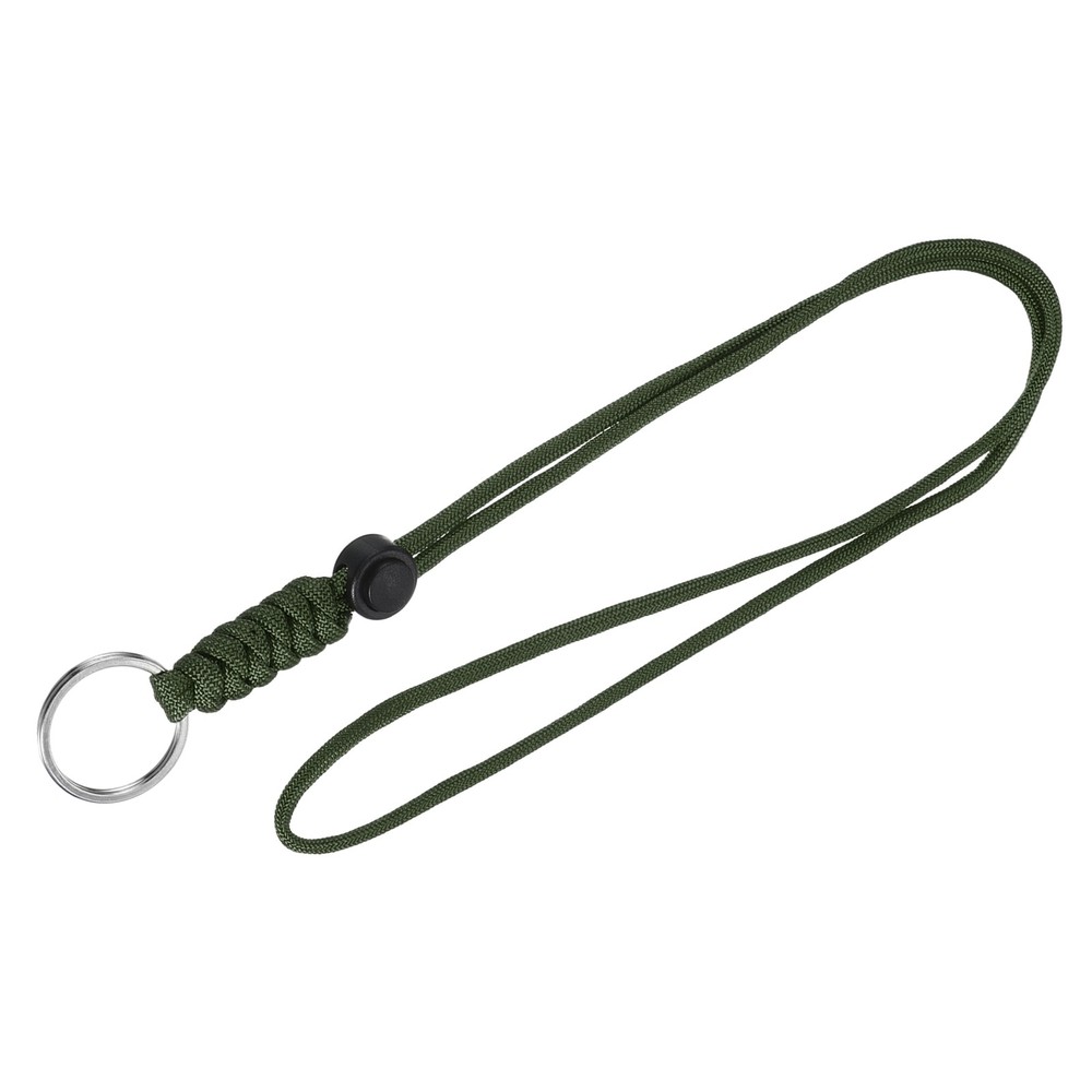 18″ Paracord Lanyard Necklace Cord Badge Holder w Keyring Green , 1Pcs