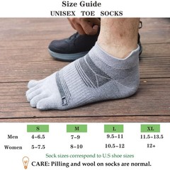 HABITER Merino Wool Toe Socks for Men & Women–50% Large, Black&grey