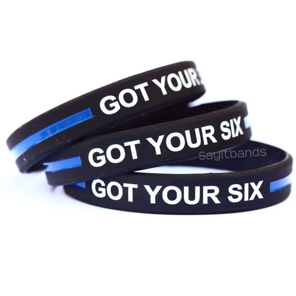 GOT YOUR SIX Wristband Lot – Thin Blue Line Police Law Enforcement Bracelet Set