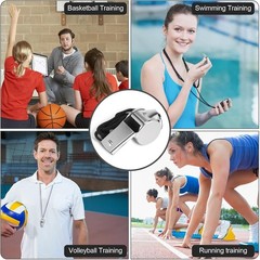 100Pcs Stainless Steel Whistle Bulk W/Lanyard, Loud, Clear Sound Metal Referee