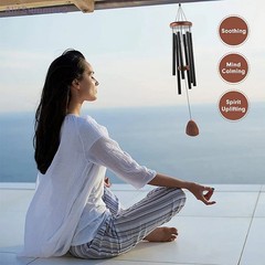 New Retro Wood Aluminum Wind Chime 6 Tube Balcony Decor Fast Shipping