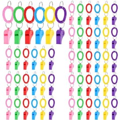 54 Pack Sport Whistles with Bracelet, 6 Color Loud Plastic Whistle Set with S…