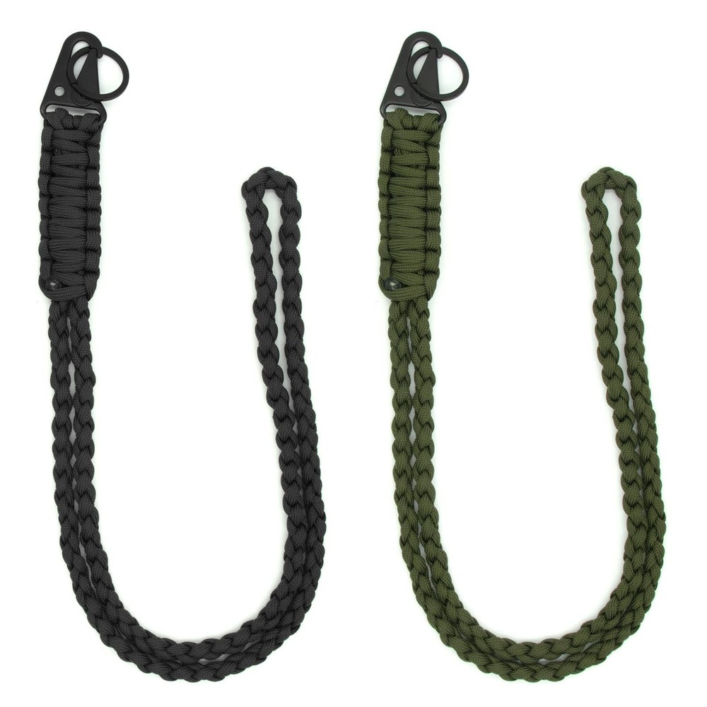 2 Pcs Heavy Duty Paracord Lanyard Braided Necklace Keychains Wrist Strap