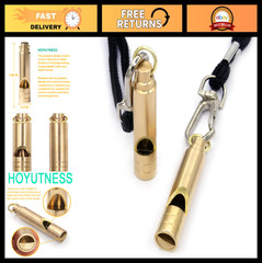 Loud 125 dB Brass Survival Whistle with Lanyard for Hiking, Camping & Pet Traini