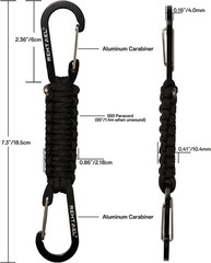 Paracord Braided Carabiner Keychain Lanyard Strap, Hanger Stroller Hook w/2