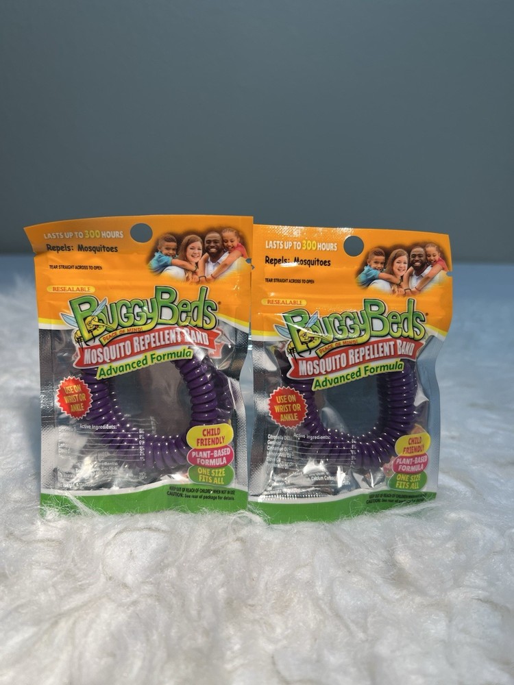 2 NEW Buggy Beds Mosquito/Insect Repellent Band Wristbands- Purple