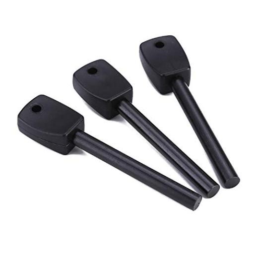 FOSTAR 3 PCS Tactical Ferro (Ferrocerium) Rods, Bushcraft Flint Fire Black