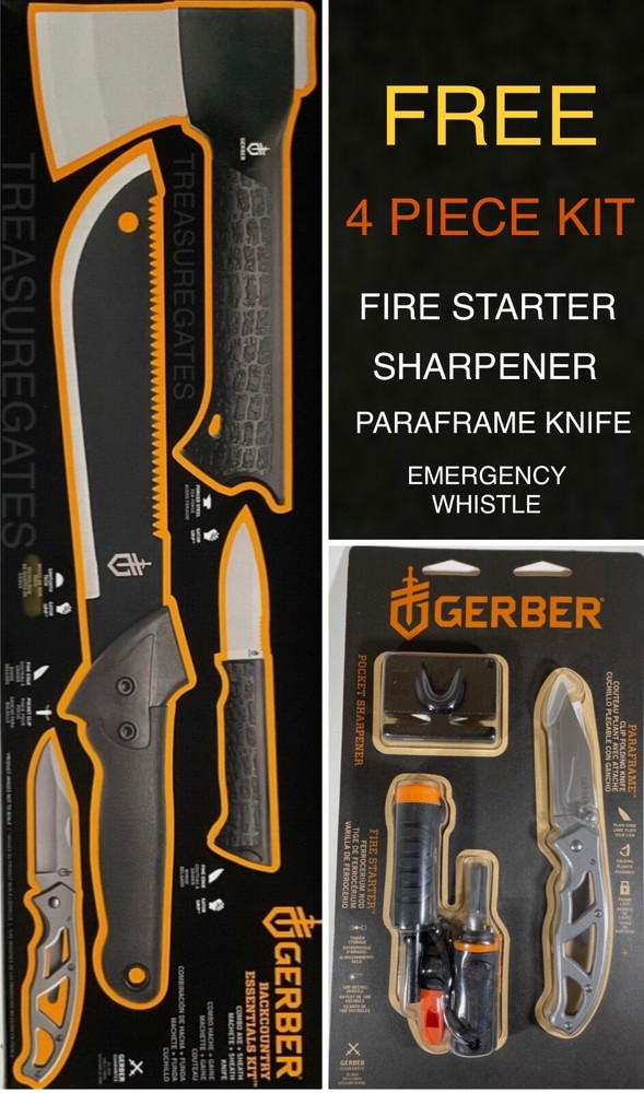 Gerber Backcountry Essentials 6 pc Kit + Free 4 Piece Fire Starter Survival Kit