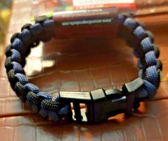 Survival Bracelet Secure Line 550 Nylon Paracord Braid Black Grey Outdoor Large