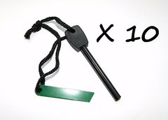 10 X Flint Magnesium Fire Striker/Starter – Scrapable Magnesium + Thin Solid Rod