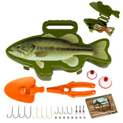 Flambeau Outdoors Wild Bite Fishing Tackle Box Kit Green/BASS One Size, Green