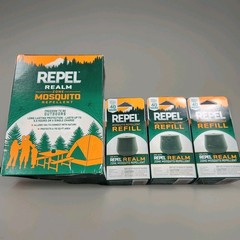 Repel Mosquito Repellent Device Set w/ 3 Extra Refills Flameless Realm Zone NIB