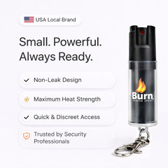 2 Pack BURN Pepper Spray 1/2oz Self Defense Keychain – Black Security Protection