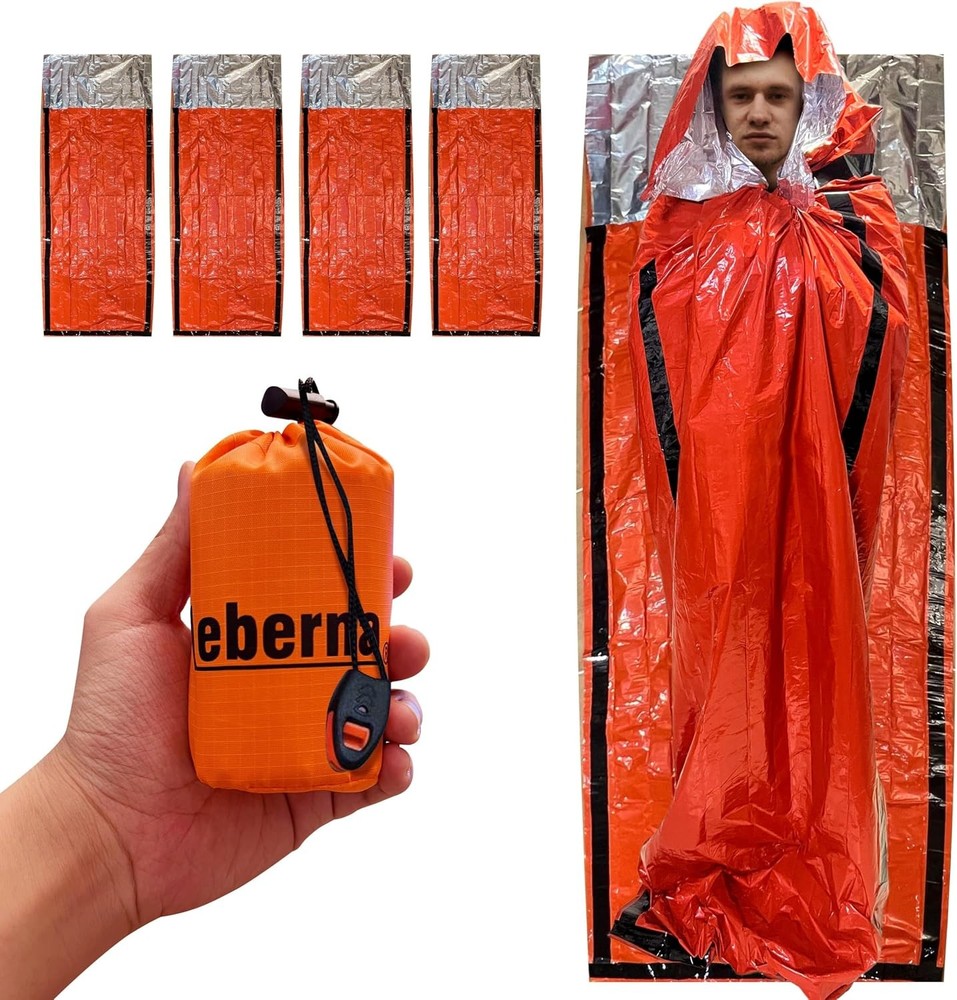 2-Pack Emergency Sleeping Bags, Mylar Thermal Bivy Sack for Survival